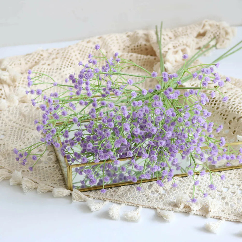 1 pc Artificial Flower Fake Silk Gypsophila Flower Simulation Gypsophila Flower Wedding Bouquet Home Garden Hotel Party Decor Qme light purple