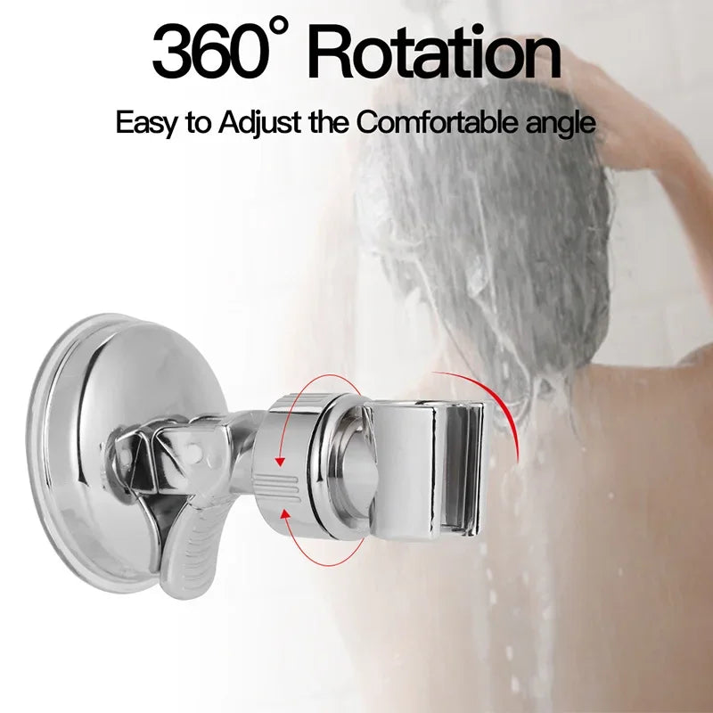 1pc 360° Adjustable Shower Head Holder with Suction Cup, Wall Mount Bracket for Bathroom, Plastic Material, Shower Organization Qme