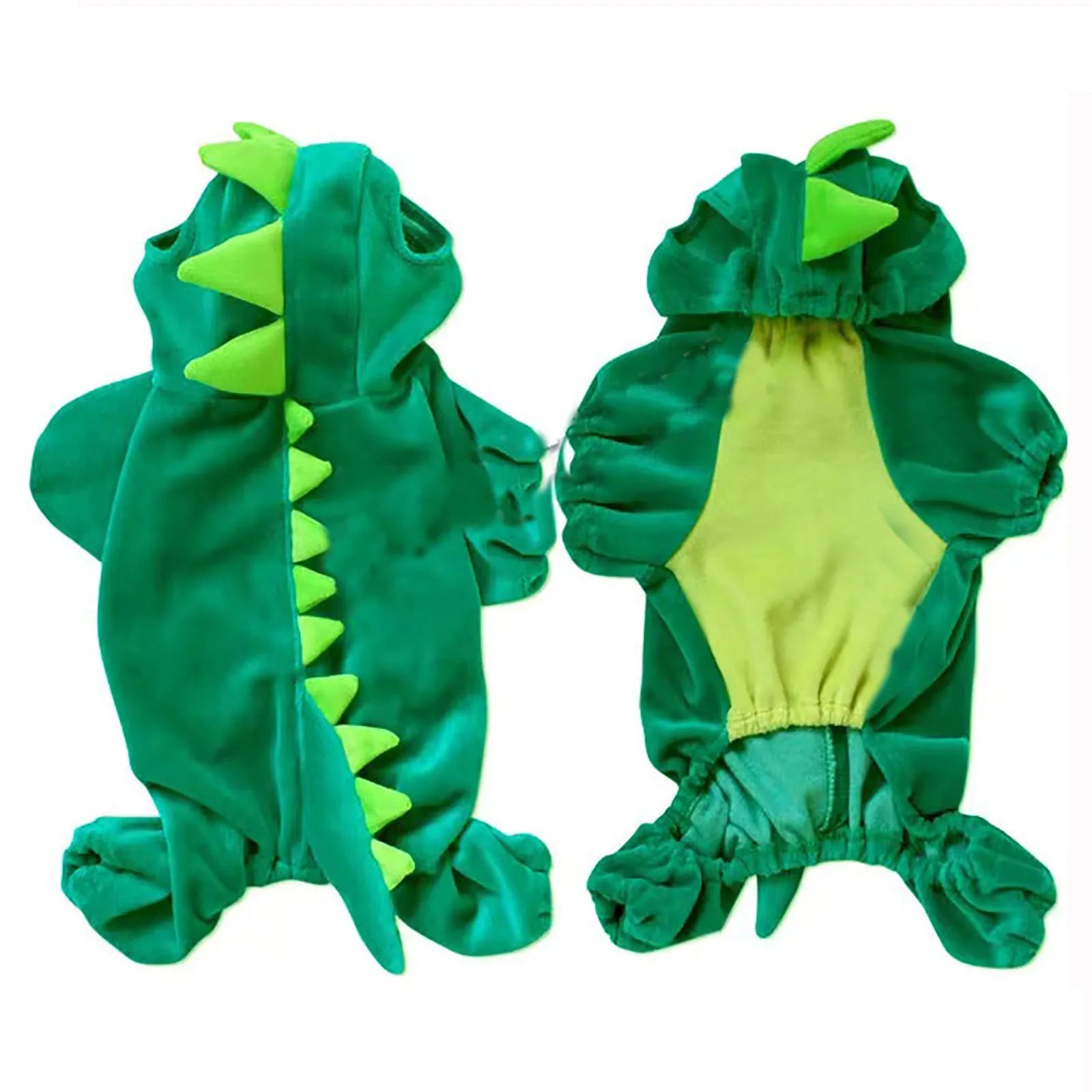 Fashion Dog Fleece Green Dinosaur Transformation Costume Halloween Party Pet Cosplay Costume Sofy and Comfy Dog Romper Qme