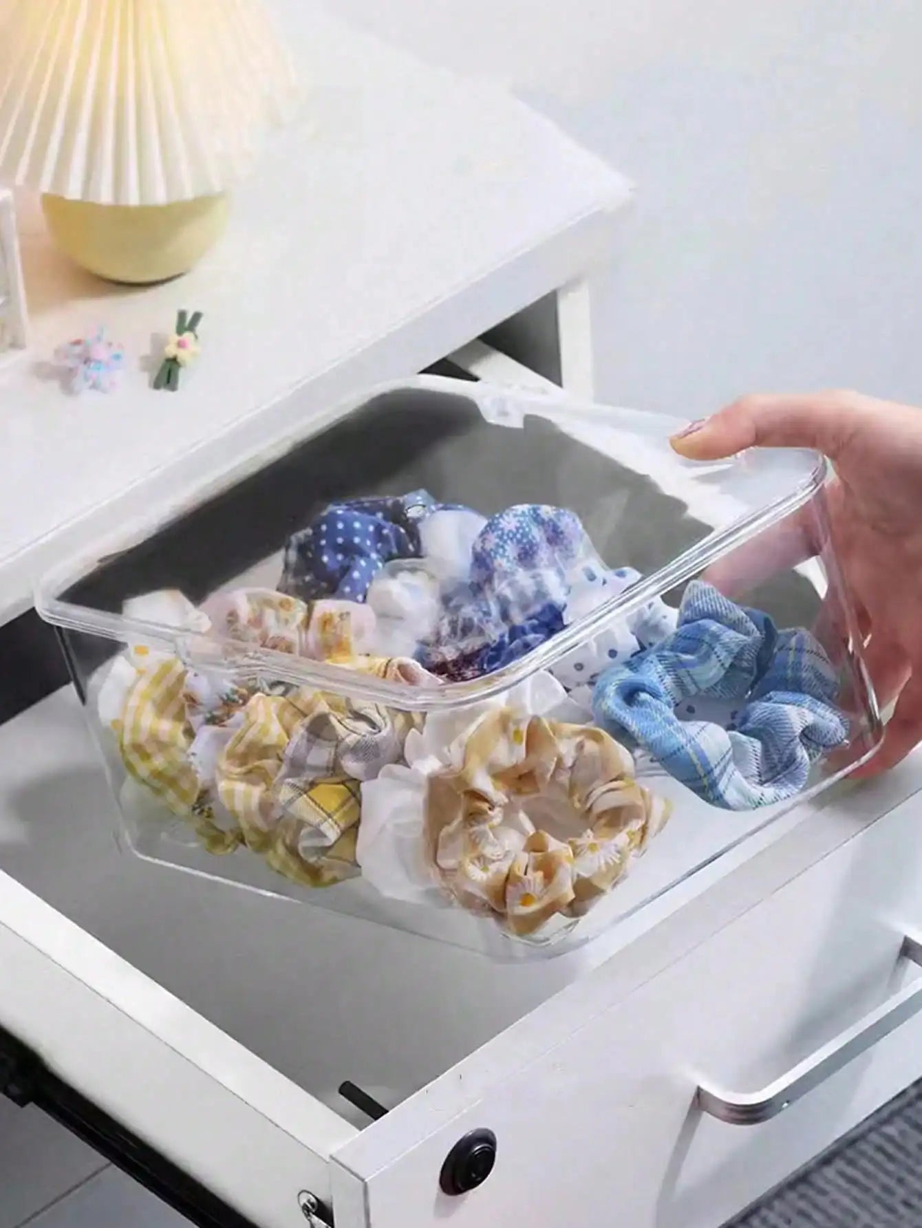 Jewelry Storage Box Flip-top Transparent Dust-proof Suitable Hair Qme