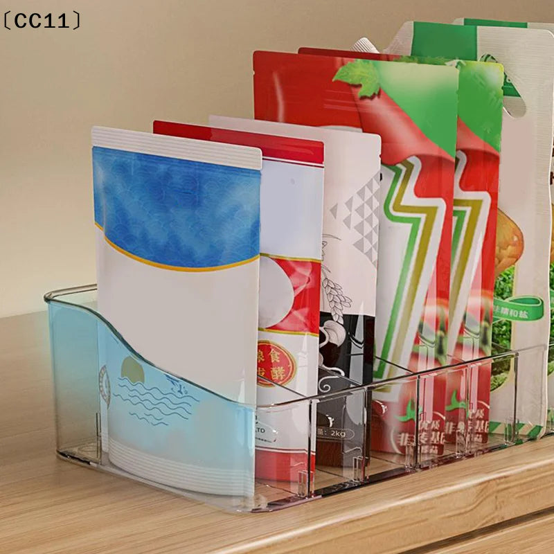 Large Capacity Spice Rack Transparent Divided Cosmetic Food Storage Qme