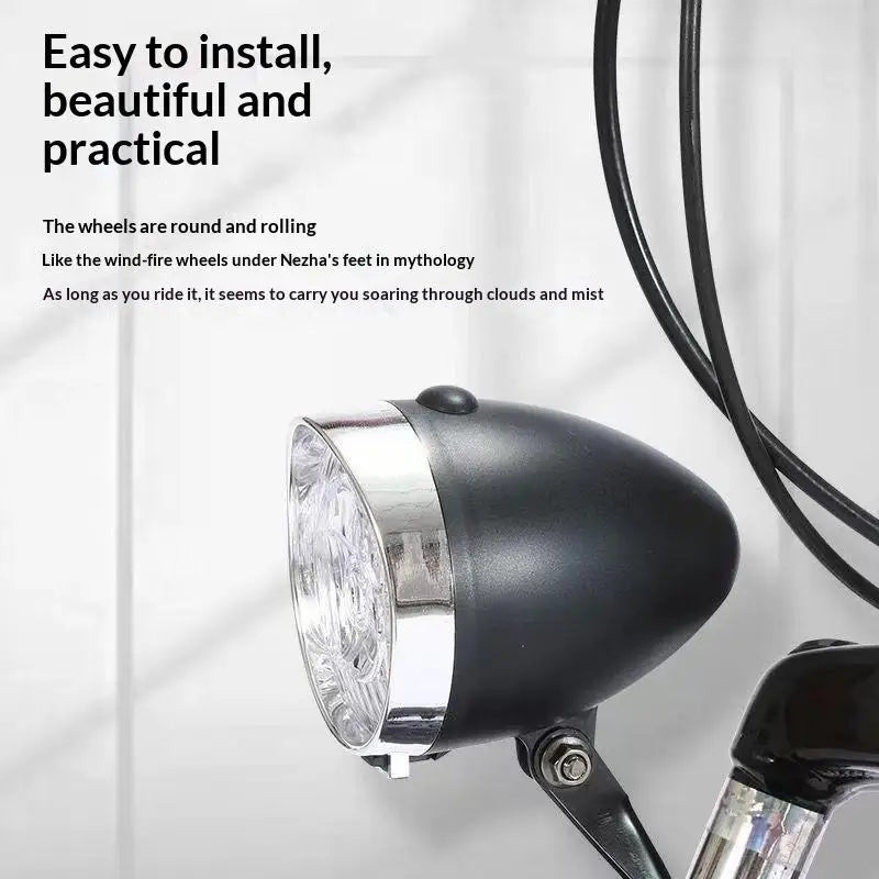 Vintage Bicycle Front Light 3 LED Bike Headlight Flashlight Retro Qme