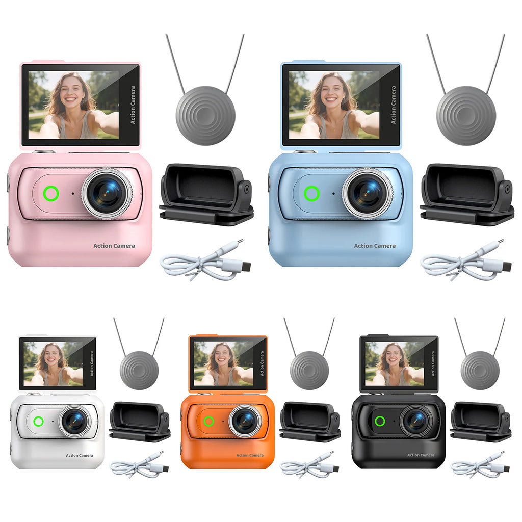 Compact Panoramic Action Camera Anti-Shake Portable Outdoor Travel Camera With Magnetic Neck Strap for Vlog Recording & Selfie Qme