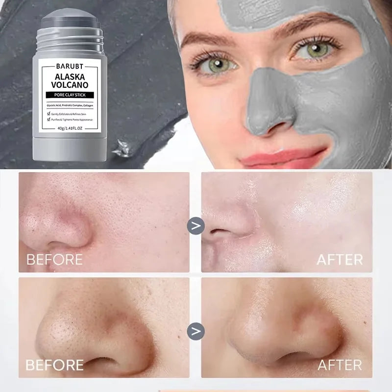 Alaska Volcano Mask Mugwort Cleansing Mask Stick Shrink Pores Acne Deep Blackhead Remover Facial Cleansing Moisturizing Mask 40g Qme