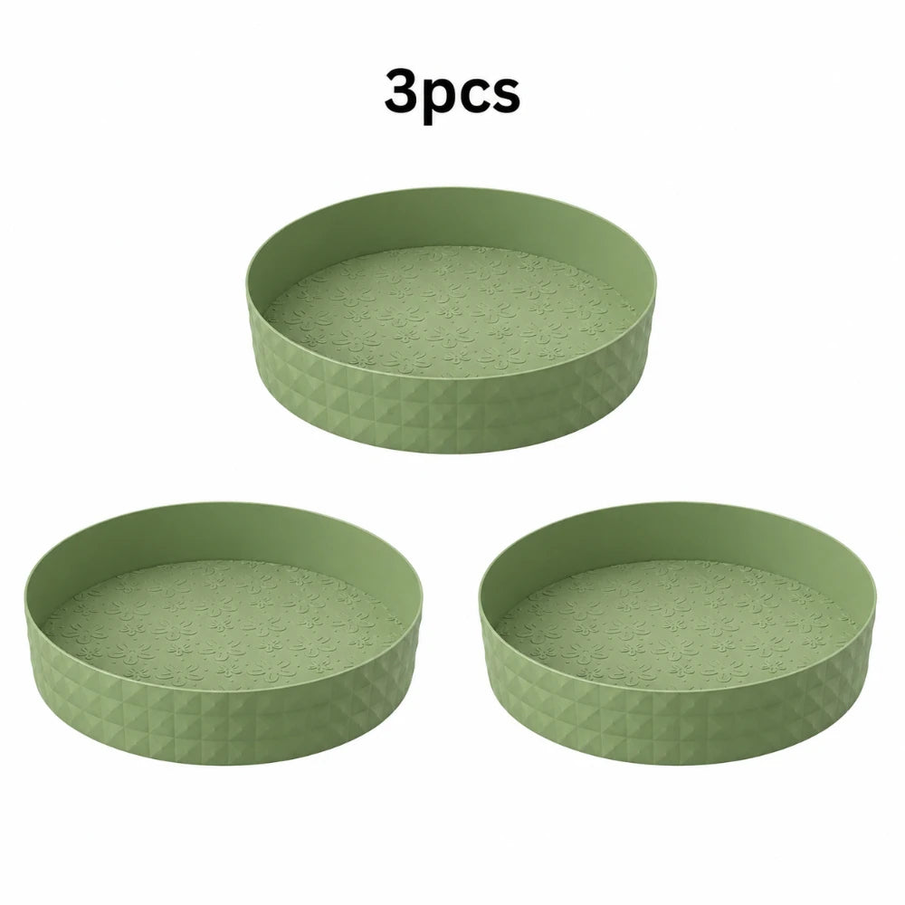 1/3Pcs 360 Degree Rotatable Storage Tray Round Non-slip Spice Rack Household Organizer for Kitchen Seasoning Cosmetics Qme matcha green 3pcs