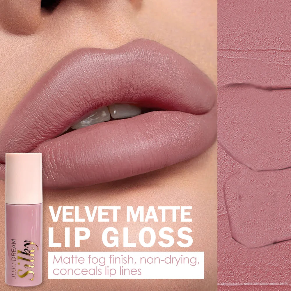 Waterproof Matte Lipstick Women Nude Pink Lip Tint Silky Texture Qme