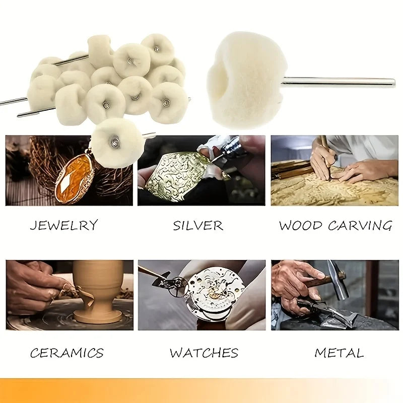 7Pcs Mini grinding sanding head abrasive disc felt 3mm Shank buffing wheels metal Polish Brush Drill Rotary Tool Accessories Qme