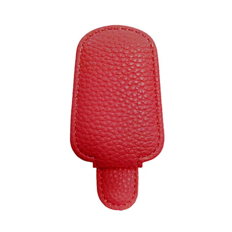 Black PU Leather Car Sunglasses Clip Sun Visor Card Creative Multifunctional Magnetic Suction Stable Convenient Storage Clips Qme Red