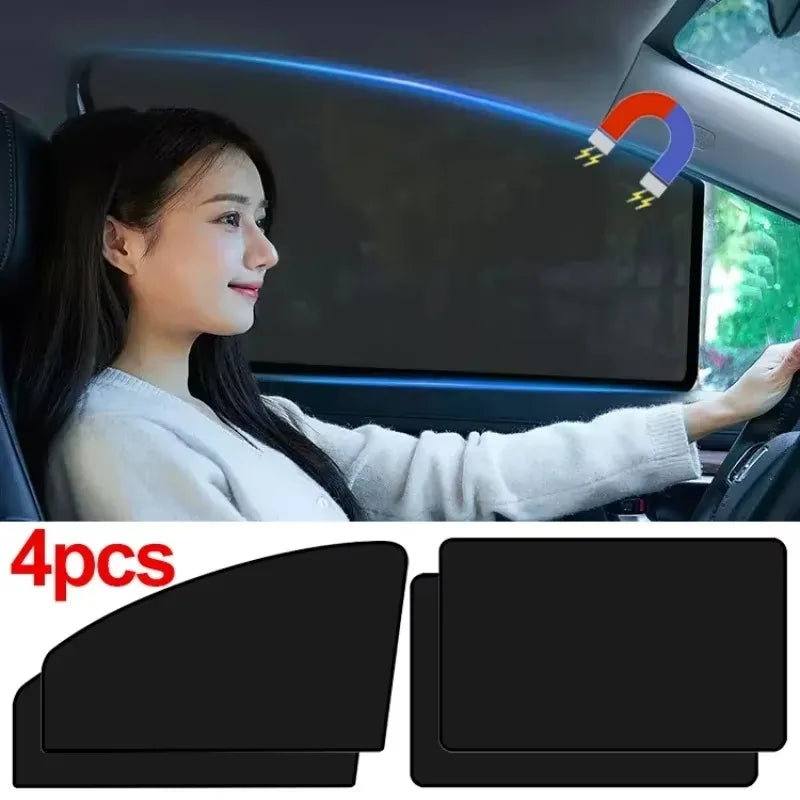 Magnetic Car Window Sunshade Cover Summer UV Protection Car Side Front Rear Window Mesh Curtain Protector Cover Auto Accessories Qme