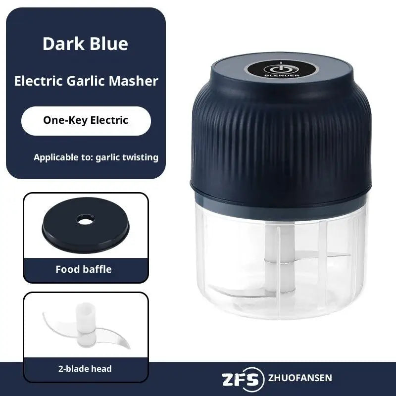 Portable Electric Garlic Masher Mini Food Vegetable Chili Meat Qme Blue 2 Blade