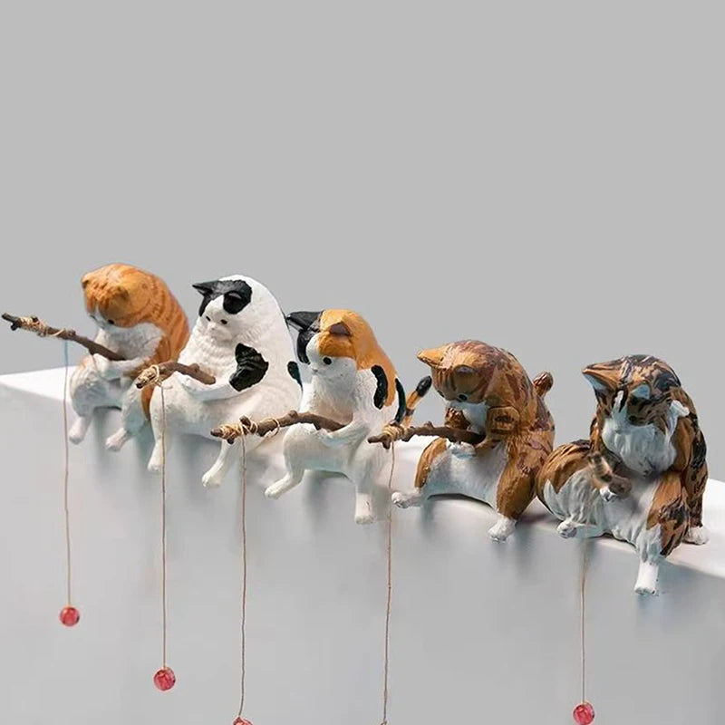 1Pc Creative Fishing Cat Fish Tank Hanging Ornament Mini Micro-Landscape Decor for Office Home Aquarium Fishing Fun. Qme