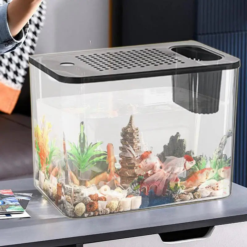 Fish Tank Aquarium Transparent Turtle Bowls Small Aquariums Qme