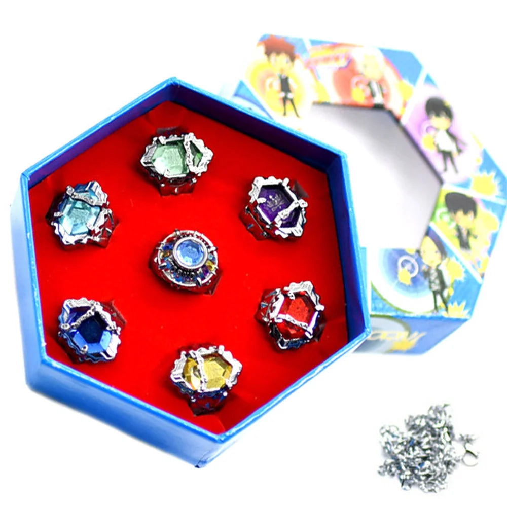 HITMAN REBORN Animation Penggli Simon Marey Hell Ring 7-Piece Gift Box Set 10th Generation Penggeli Anime Peripheral Qme Regular 7pcs 9