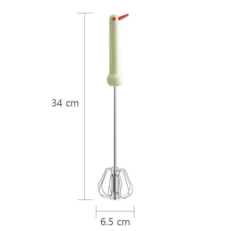 Household Semi-automatic Egg Beater Stainless Steel Whipped Cream Qme green