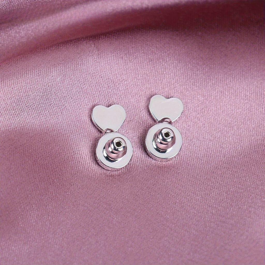 [Heavy Earring Support] 4Pcs Heart Locking Bullet Earring Backs | Earring Support Lifter Backs For Droopy Ears, Heavy Earrings Qme