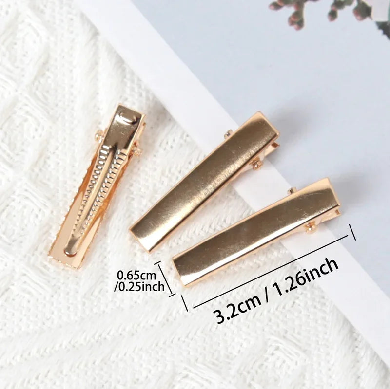 Metal Alligator Hair Clips Duckbill Blank Setting Base DIY Women Qme 3.2cm 50pcs