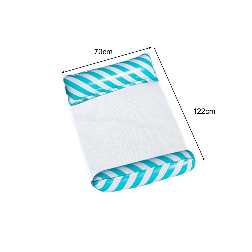 Foldable Striped Inflatable Lounge Chair, Suitable For Swimming Pool Parties And Beach Leisure Floating Beds With Net Backrest Qme striped blue
