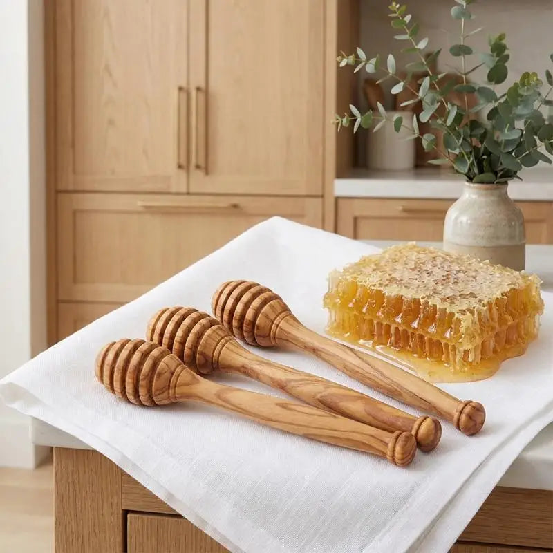 Olive Wooden Honey Dipper Stick Spoon Jars Stirrer Ideal Tea Kitchen Qme
