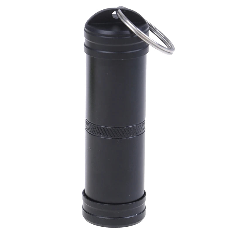 Outdoor EDC Survival Pill Box Tank Case Mini Waterproof Capsule Seal Qme Black
