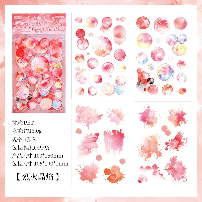 4 pcs Kawaii Stationery Sticker Bubble Sticker for Scrapbooking Supplies Junk Journal Materials DIY Collage Decorative Stickers Qme D