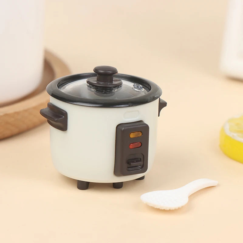 1 12 Miniature Dollhouse Rice Cooker Spoon Kitchen Model Kitchenware Qme White