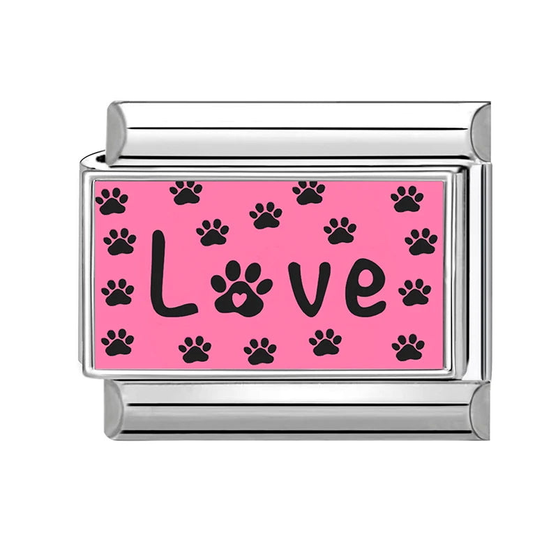 New 2026 Y2K Design Colorful Cute Cat Claw Love Heart Italian Charm Links Fit 9MM Stainless Steel Bracelet DIY Making Jewelrys Qme Style 10