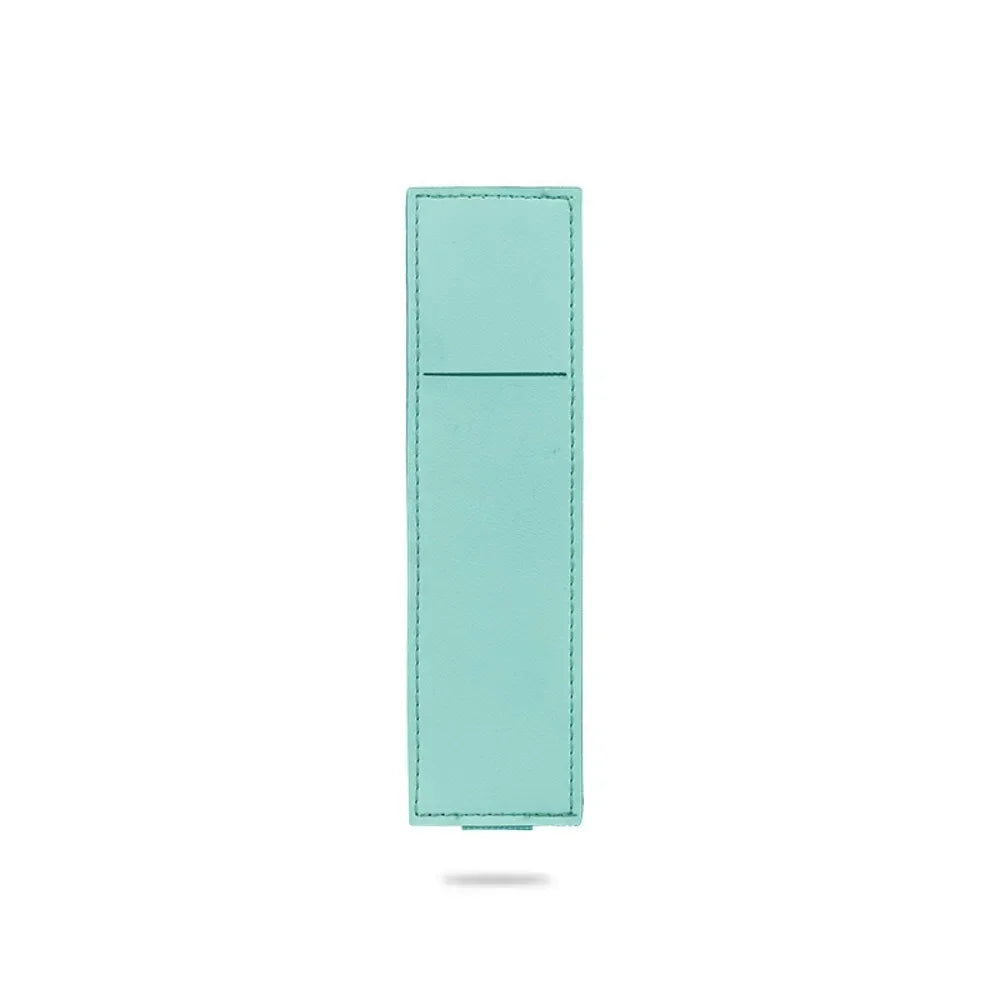 Pu Leather Pen Bag Elastic Buckle Book Notebook Fashion School Pen Case for Office Meeting Easy Carry Office Student Stationery Qme light blue Wide