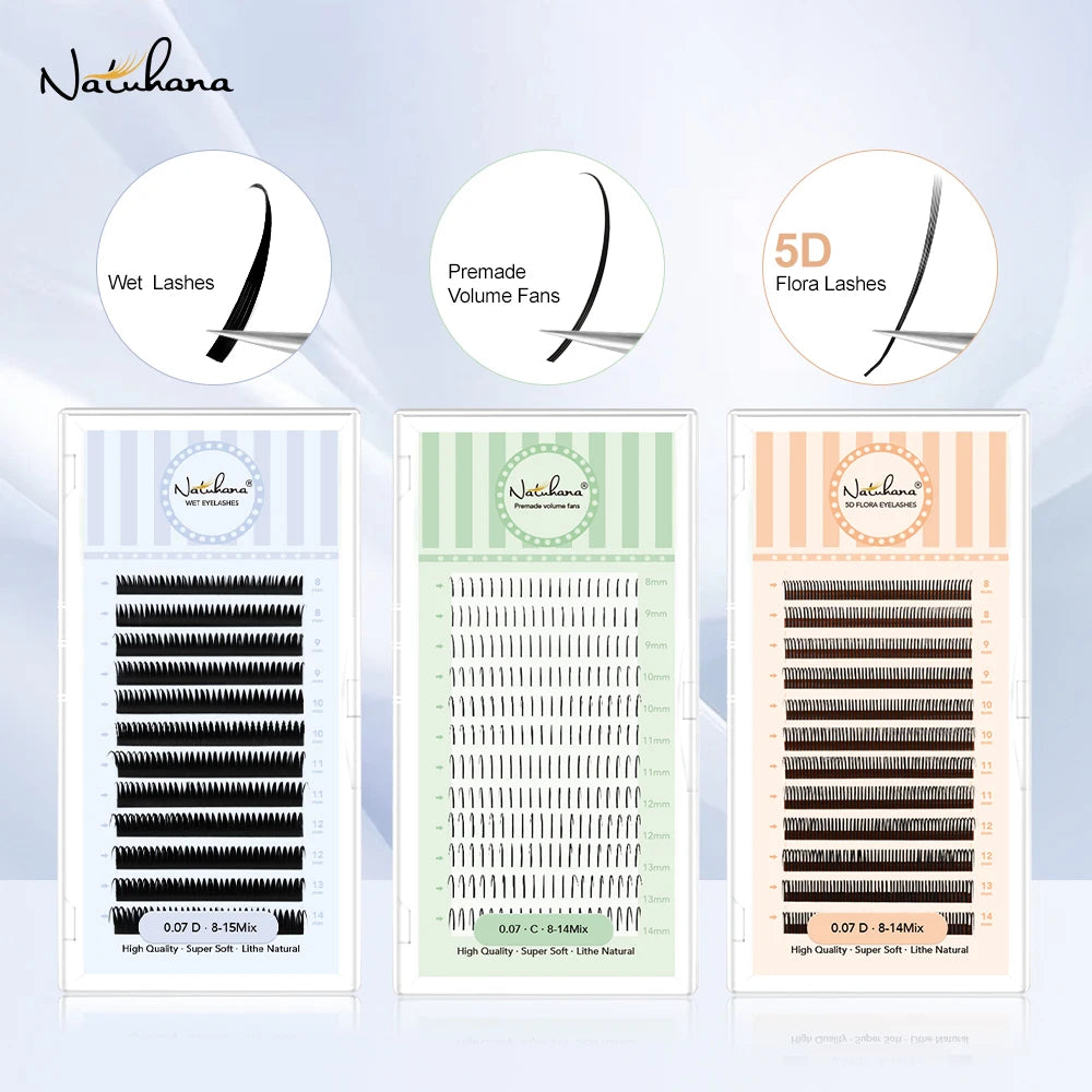 NATUHANA DIY 5D Fairy Eyelash Extensions Spiky Cluster Premade Fans Qme