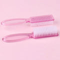 2PCS Nail Art Brush Long Handle Brush Square Head Multifunctional Nail Dust Manicure Dust Cleaning Brush Qme 2PCS Pink