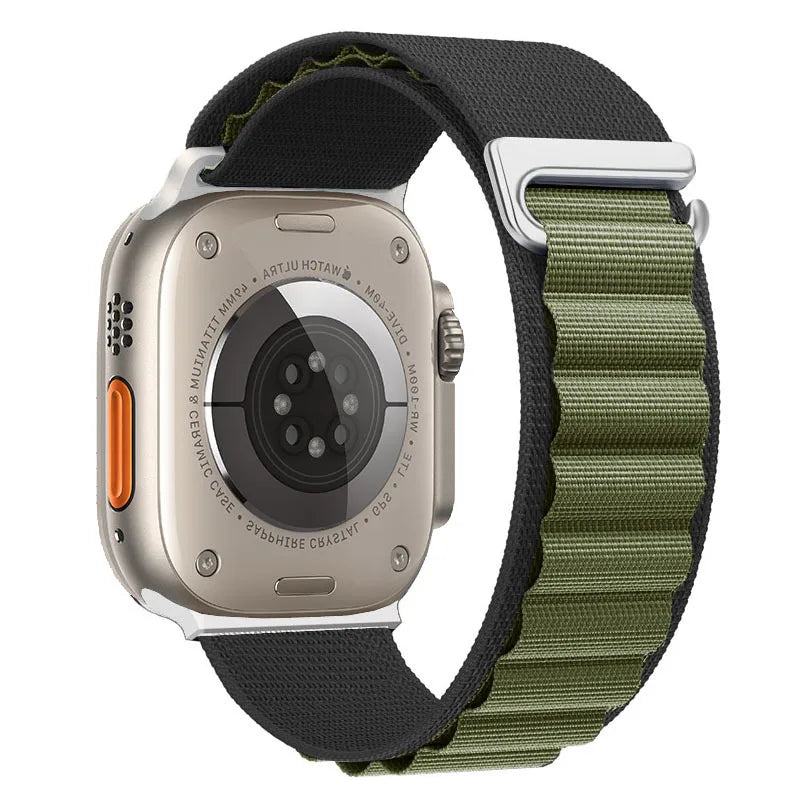 T Suitable for Apple IWatch Watch Strap 49mm 44mm 45mm 42mm Nylon Mountaineering Wear-resistant Woven Strap for Men Qme Black Green 25mm 49MM