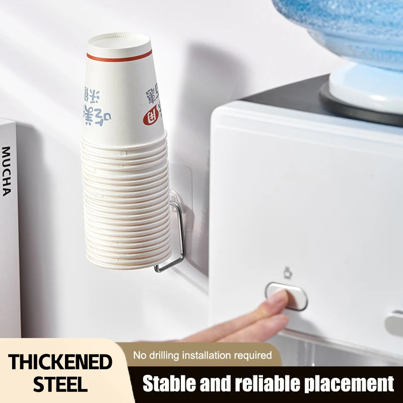Disposable Water Cup Holder Punch Kitchen Organizer Wall Mounted Qme