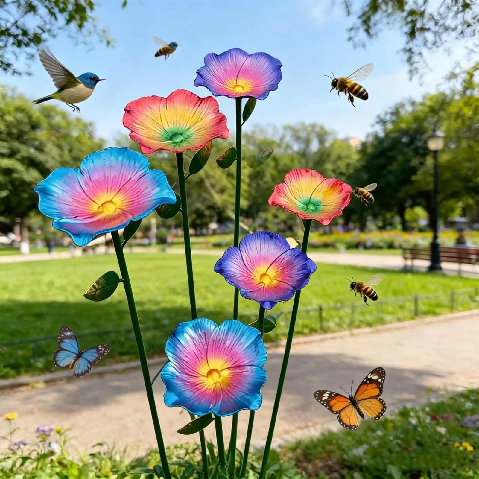 Butterfly Watering Station Metal Flower Stake Butterfly Bath Water Feeder Outside Hummingbird Drinking Station For Outdoor Qme
