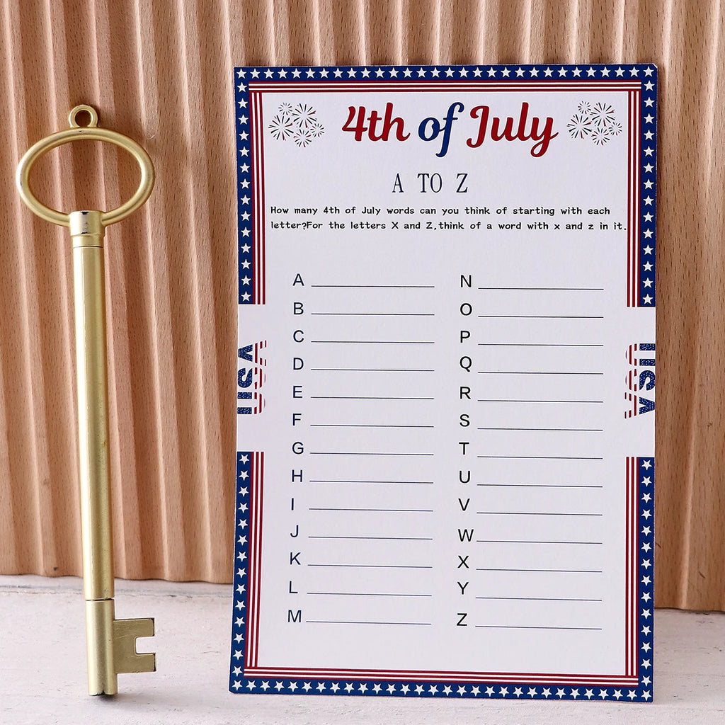 5–50Pcs “A to Z” Themed Game Cards with Star Borders—Creative Independence Day Gifts, Board Games, and Party Supplies Qme