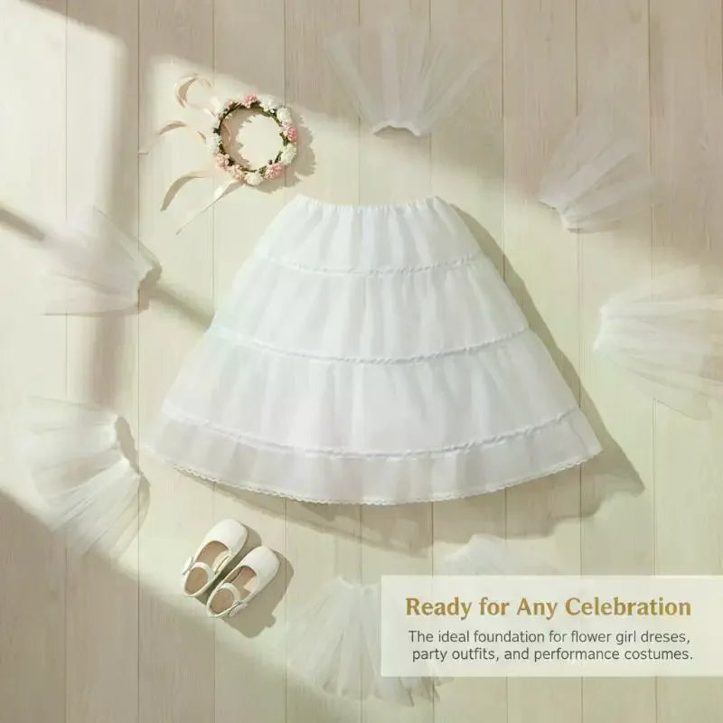 Fashion White Lace Children Skirt Steel Ring Adjustable Princess Skirt 3 Hoops Wedding Petticoat Kids Girls Qme