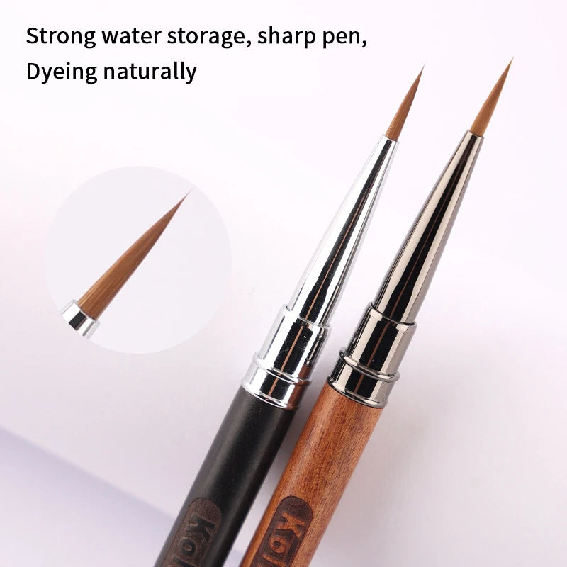 Wood Handle Triangular Petal Nail Brush Acrylic Art Liner Grid Qme