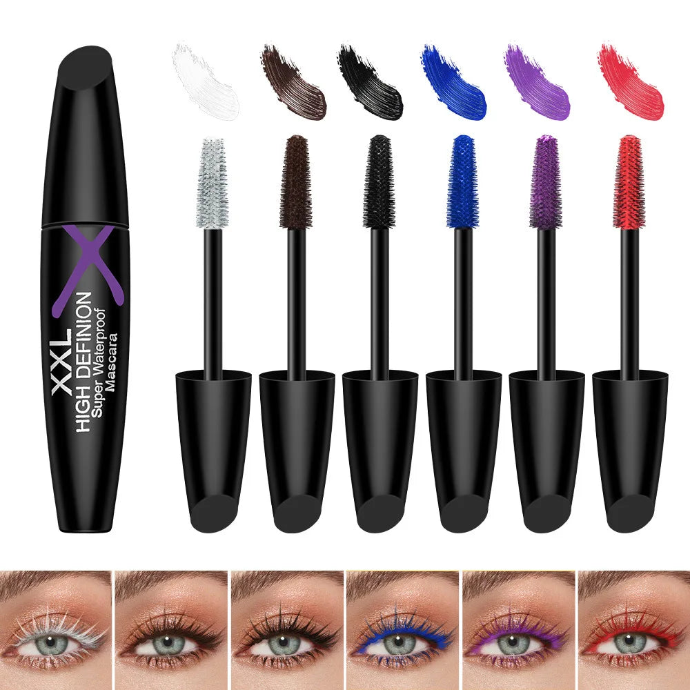 6-Color Mascara Volumizing Lengthening Waterproof Smudge-proof Qme