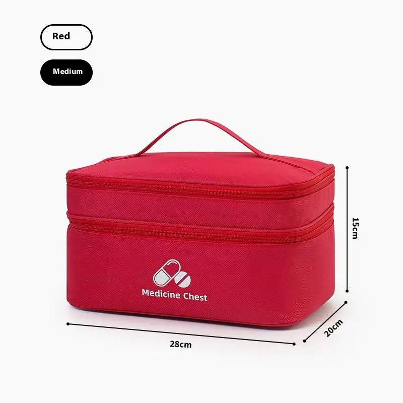 First Aid Home Travel Double Layer Classification Storage Drug Qme M Red