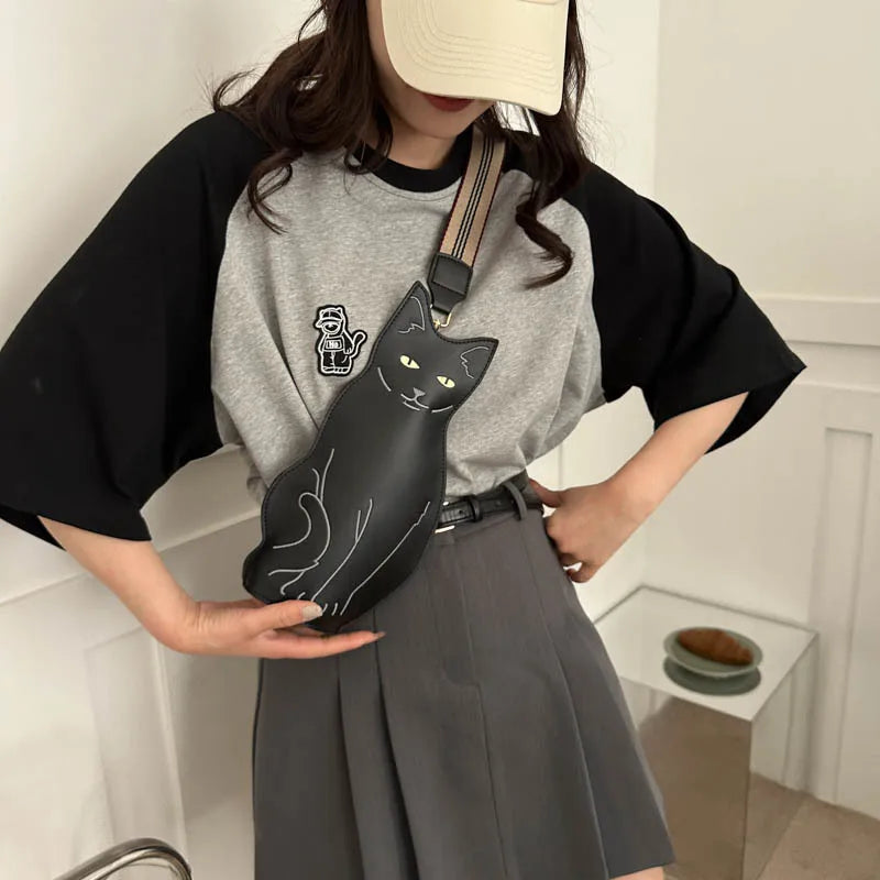 Cat Cute Women's Breast Bag Simple Printed Shoulder Messenger Qme