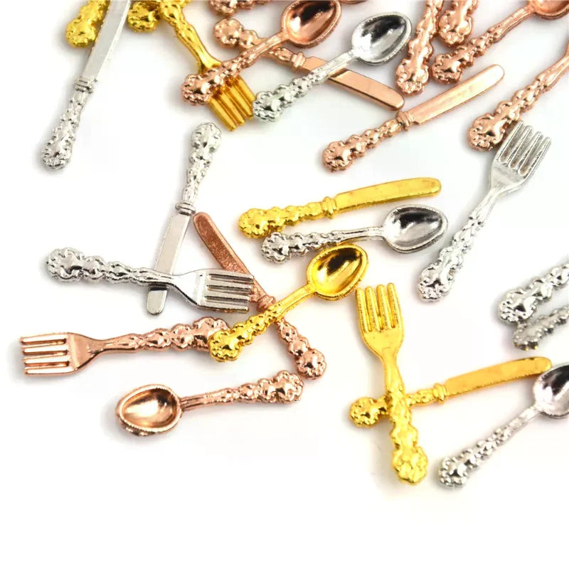 1 12 Dollhouse Miniature Fork Knife Soup Tableware Kitchen Furniture Qme