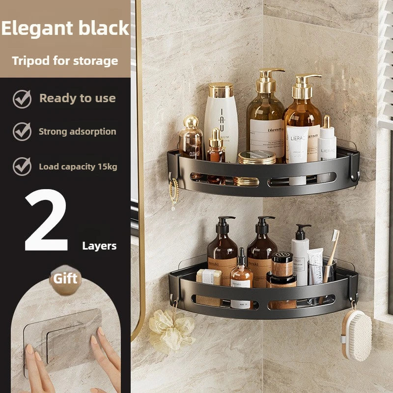 1 2 No Drill Required Bathroom Storage Shelf Holder Shower Caddy Qme 2PCS