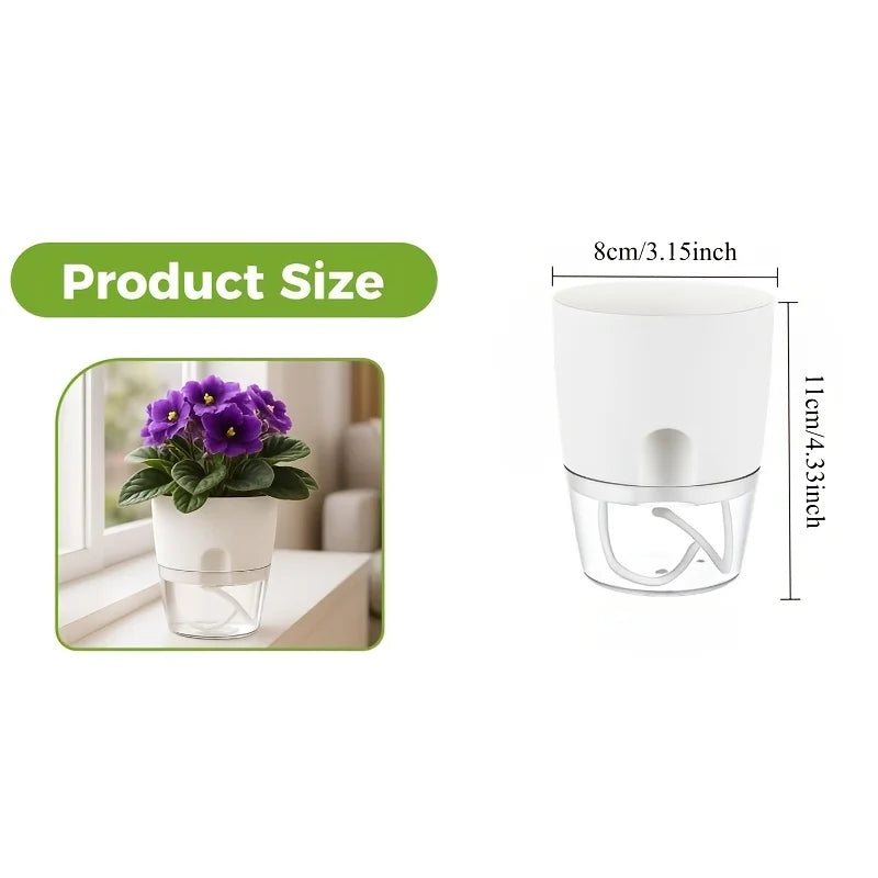 Self Watering Plant Pot, Double Layer Transparent Water Storage Planter, Absorption Flower Pot for Indoor House Plants Qme