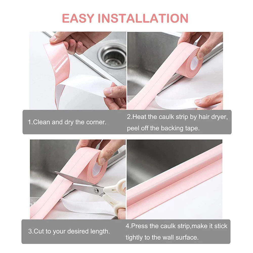 3.2M Bath Caulk Tape Self Adhesive Waterproof Toilet Sealing Strip Tape PVC Oil-Proof Kitchen Sink Edge Corner Wall Sticker Qme