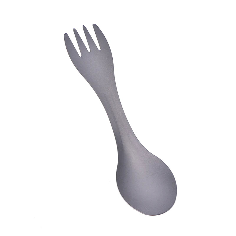 Ultralight Outdoor Camping Titanium Spork Spoon Fork Silver Qme