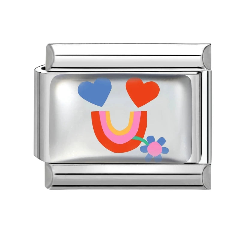 Women Men Fashion Series Pattern Heart Eye Sun Bead Charm Fit Italian