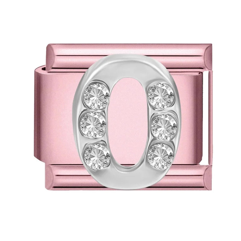 Selling Shiny Zircon Numbers 0-9 Italian Charm Link Stainless Steel