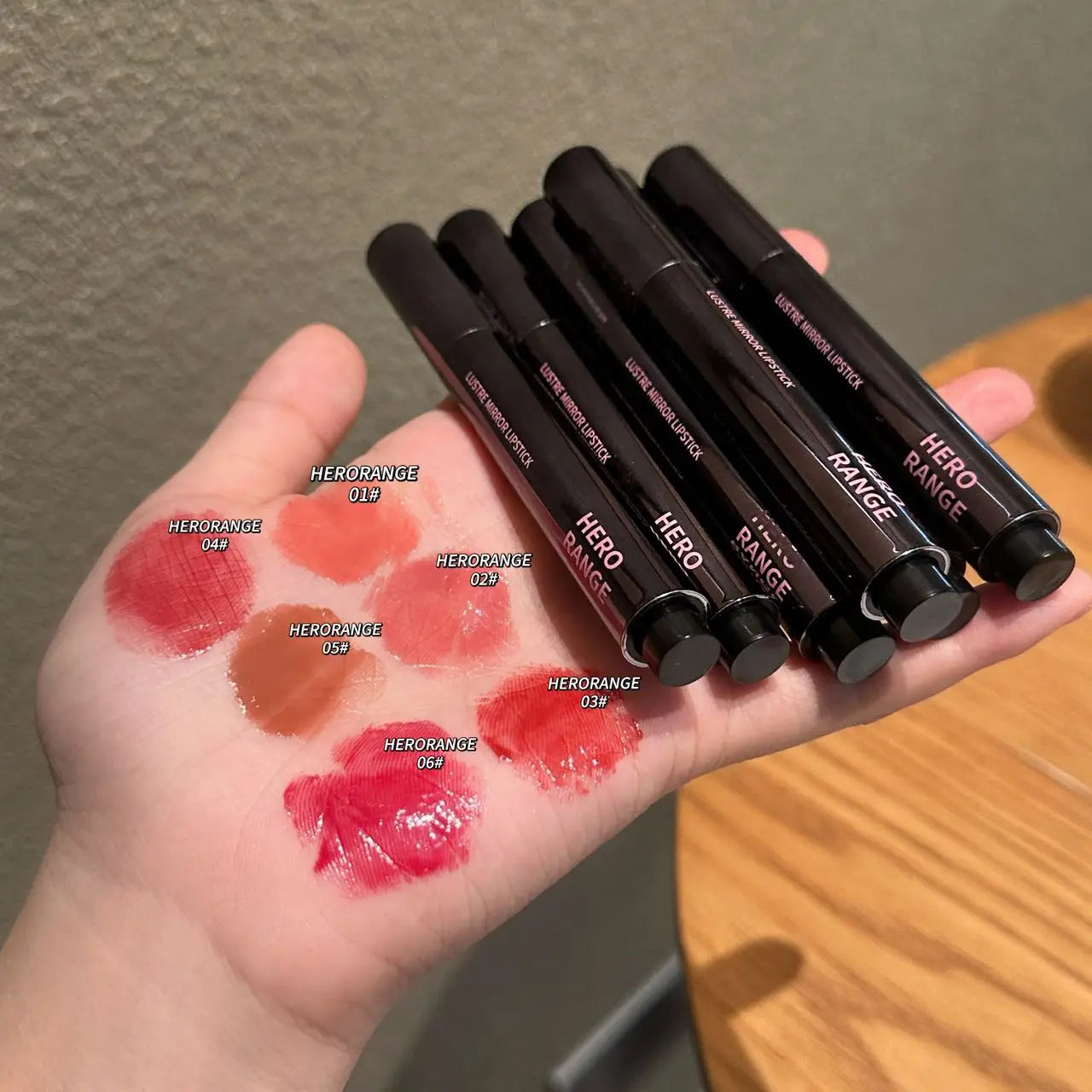 HERORANGE Push-button Mirror Lipstick Moisturizing Long-lasting Lip Qme