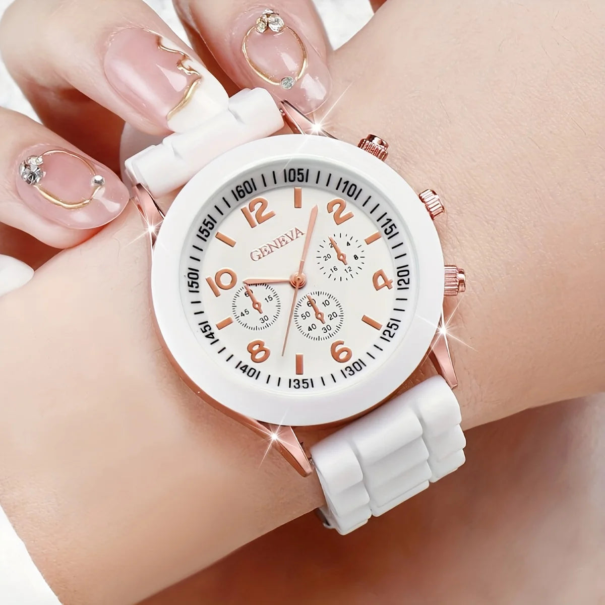10 pcs Fashion Women's Watch Set Candy Color Casual Silicone Strap and PU Strap Quartz Watch Set Qme 3