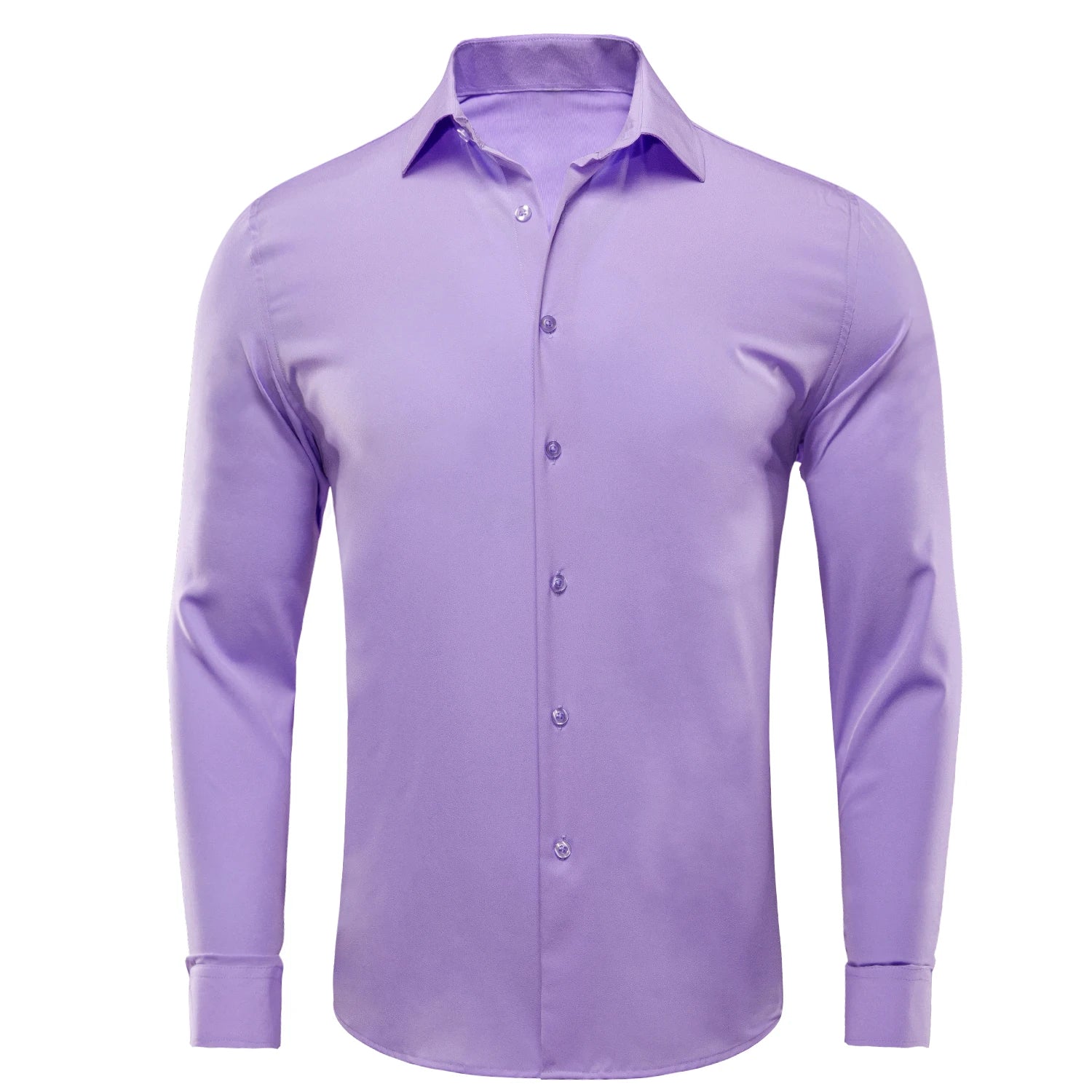 Hi-tie Plain Solid Silk Men's Shirts Long Sleeve Lapel Dress Suit Qme CY-1083 M