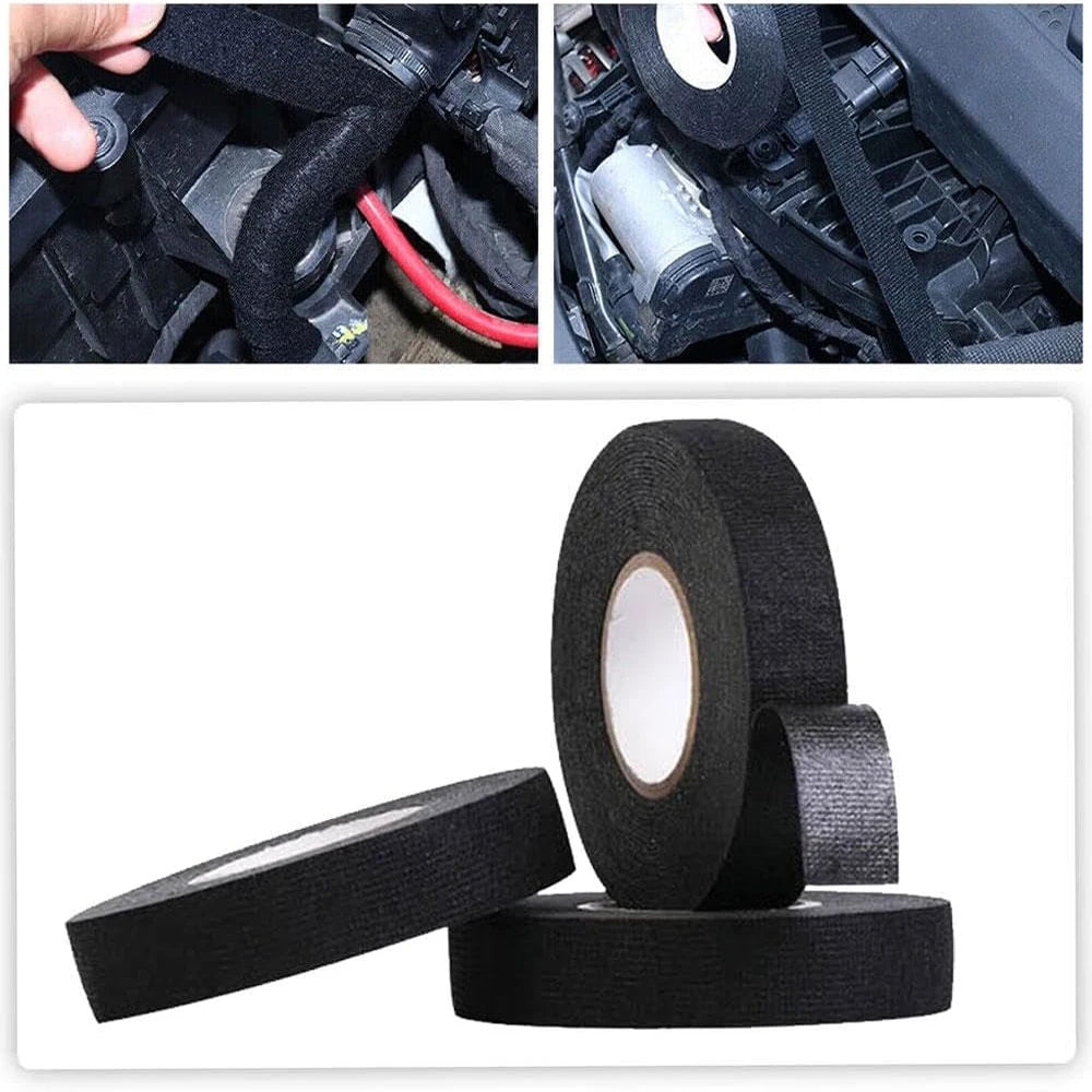 15/25M Wire Harness Automotive Cloth Tape Adhesive High Noise Resistance Heat Proof Fabric Electrical Tape for Wrapping Wiring Qme