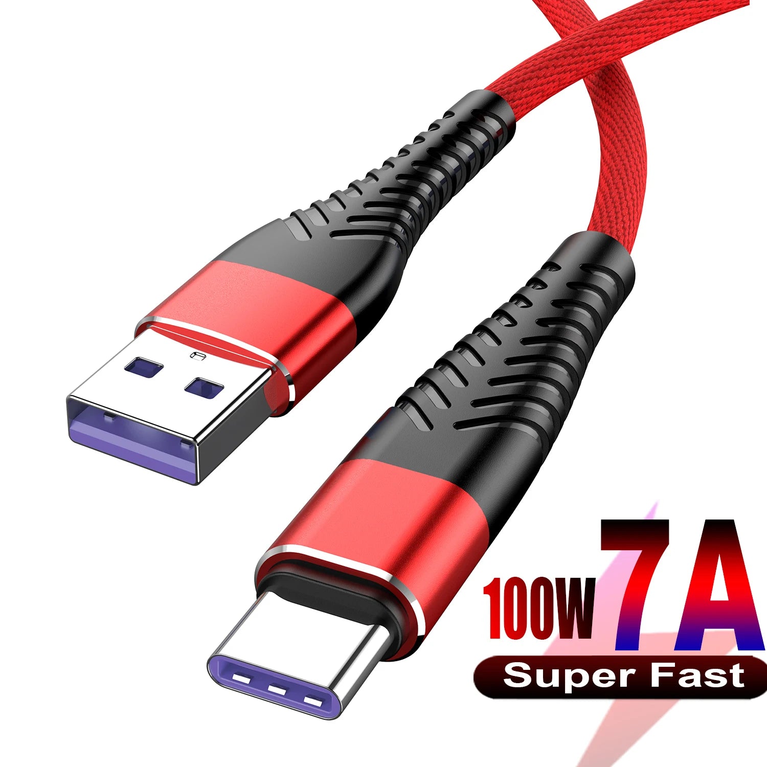 7A 100W 0.25/1/2/3M USB Data Charger Cable USB Type C Fast Charging Data Cable Cord For Huawei Xiaomi Samsung iPhone Phone Wire Qme